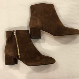 Ann Taylor Kyle Suede Tassel Block Heeled Booties